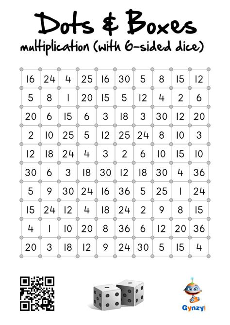 Dots & Boxes with Addition and Times Tables. Students take turns connecting the dots on a grid ...