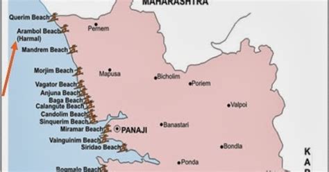 Detail Arambol Beach Goa India Location Map | Goa India Tourist Guide Interactive Map