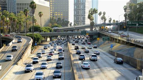 Time Lapse Of Traffic On Busy Freeway In Los Angeles Stock Footage ...