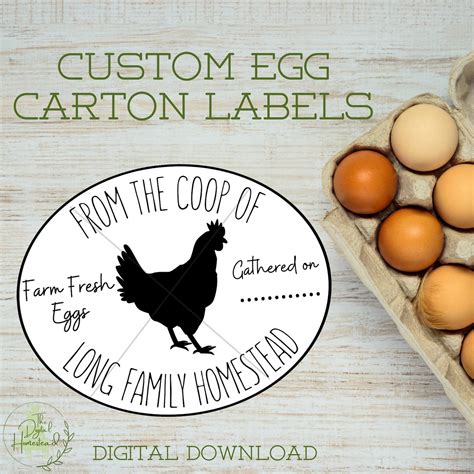 CUSTOM Egg Carton Labels Printable Labels for Egg Cartons Egg Carton Label SVG Personalized ...