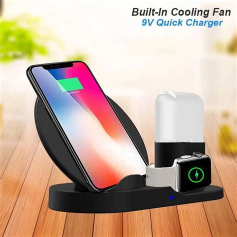 10W Qi Wireless Charger For iphone X XR XS MAX 3 IN 1 Fast Chargeur ...