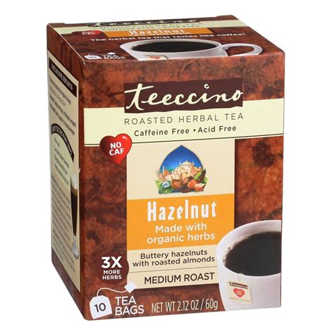 Teeccino Hazelnut Roasted Herbal Tea - Caffeine Free, Prebiotic, 3x ...