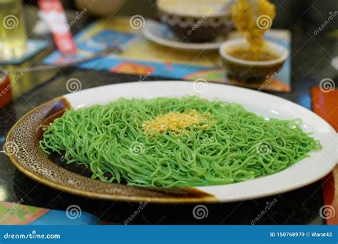 Jade Noodle on Dish in Restaurant Stock Image - Image of meal, jade ...