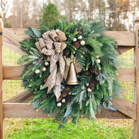 Christmas Wreaths for Front Door, 15.7Inch Artificial Rustic Pine ...