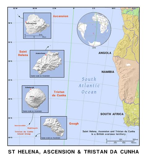 Detailed map of Ascension, St. Helena, Tristan Da Cunha and Gough ...