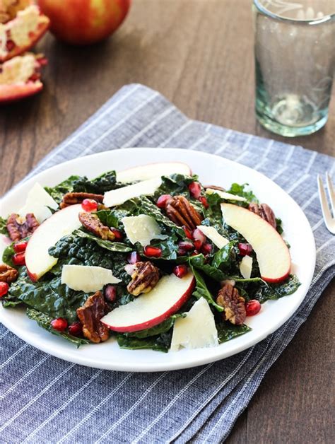 Pomegranate Kale Salad with Maple Glazed Pecans - Making Thyme for Health