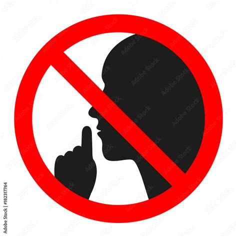 No speaking, no talking, prohibition sign with man speaking symbol ...