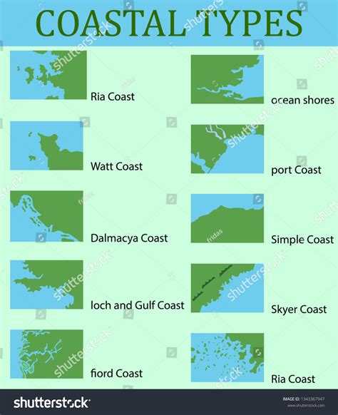 Coastal Types Sea Coast Geography Lesson Stock Vector (Royalty Free) 1343367947 | Shutterstock