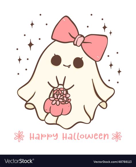 Cute and cheeky pink halloween ghost girl Vector Image