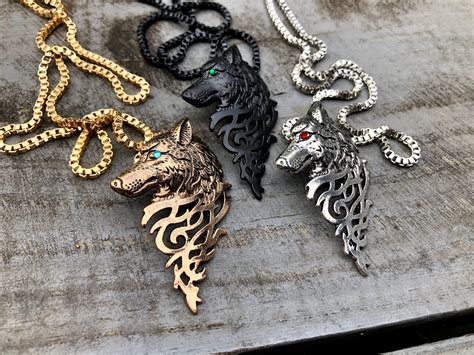 Wolf Necklace Celtic Viking Necklace Gift For Men Women Wolf | Etsy