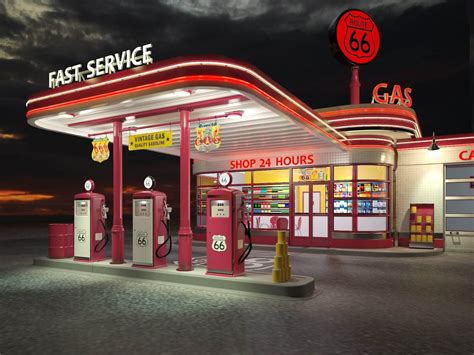 Route 66 Gas Station - 3D Model by SQUIR