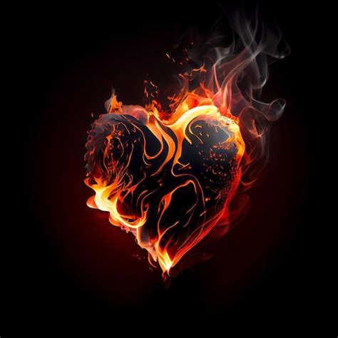 Premium Photo | Heart on fire isolated on black background | Fire heart ...