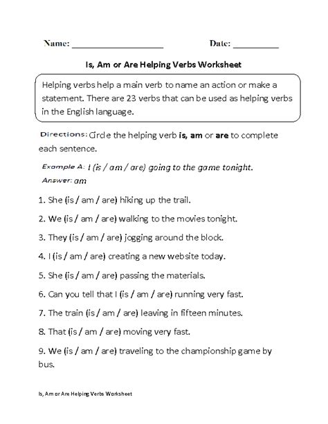 Helping Verbs Exercises With Answers Pdf - Exercise Poster