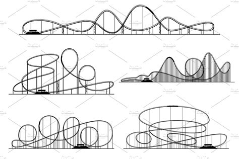 Roller coaster vector silhouettes | Illustrations ~ Creative Market