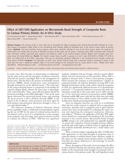 (PDF) Effect of SDF/SSKI Application on Microtensile Bond Strength of Composite Resin to Carious ...