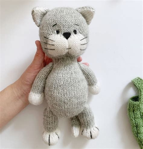 Cat Knitting Pattern DIY Stuffed Animalcat in Overall Gift - Etsy