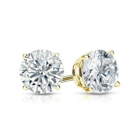 1/2 Ct Diamond Stud Earrings 14k Yellow Gold Finish Women Men Diamond ...