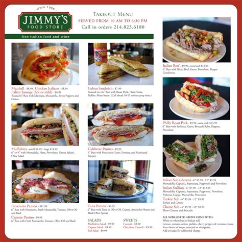 Menu – Jimmy's Food Store