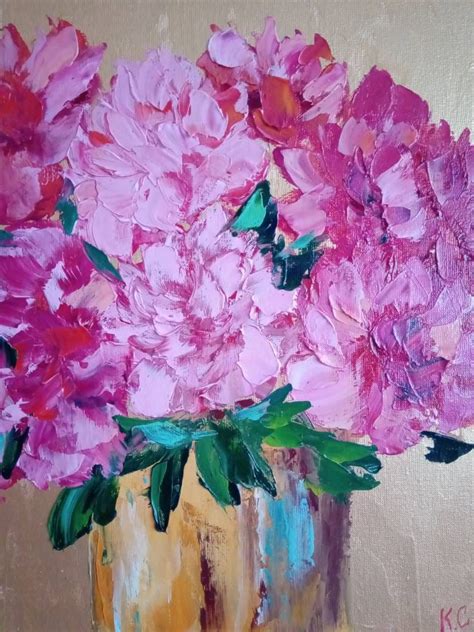 Pink Peonies Oil Painting on Canvas Painting Peonies - Etsy