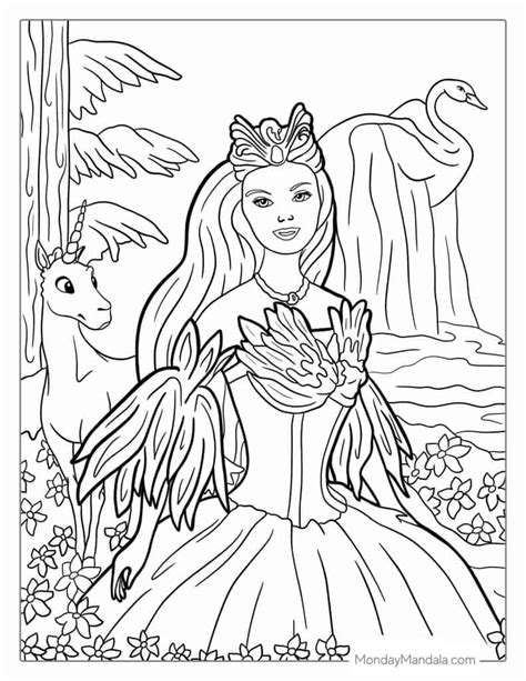 Barbie Swan Princess Coloring Pages