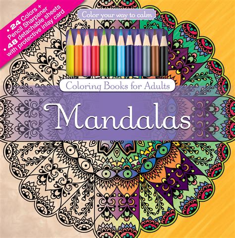 Paperback Mandalas Adult Coloring Book Set 24 Colored Pencils Pencil ...