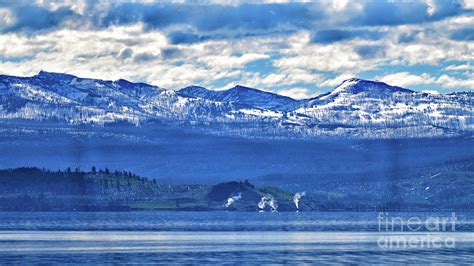 Yellowstone Lake with Erupting Geysers Photograph by Amazing Action Photography - Fine Art America