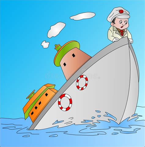 Captain of a Sinking Ship stock illustration. Illustration of cartoon ...