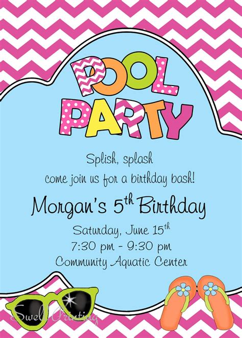 Pool Party Invitation Pool Birthday Invitation Swimming | Etsy