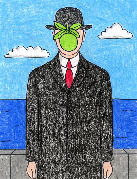 Easy Magritte Art Project for Kids and Magritte Coloring Page