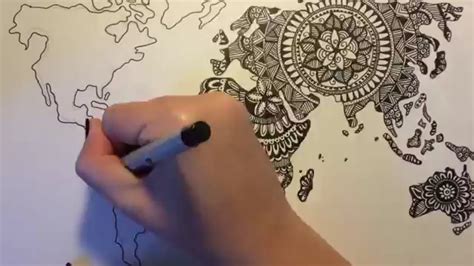 ZenTangle Doodle - World Map - YouTube