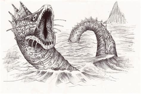 Sea Monster Sketch at PaintingValley.com | Explore collection of Sea ...