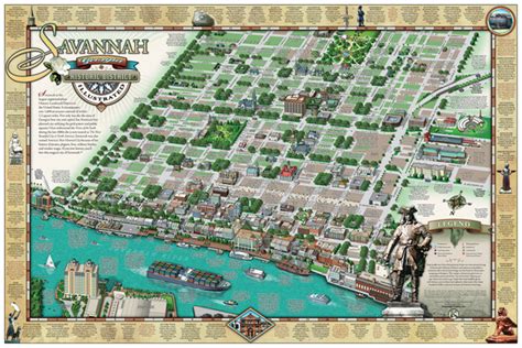 Savannah Historic District Illustrated Map - Savannah GA • mappery