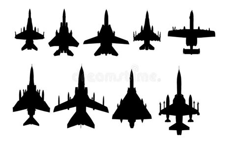 Modern Military Aircraft Silhouettes Stock Vector - Illustration of force, aerospace: 53339405