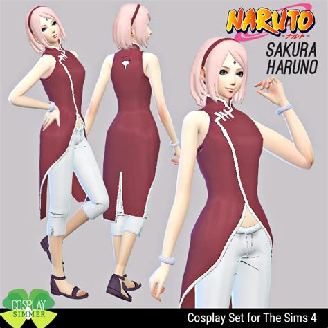 (P - Requested) The Sims 4 - Naruto Sakura Uchiha Cosplay Set | Sims 4 ...