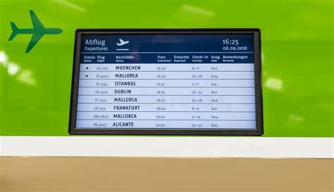 Green Airport Timetable for Departures Arrivals in Airport Germany ...