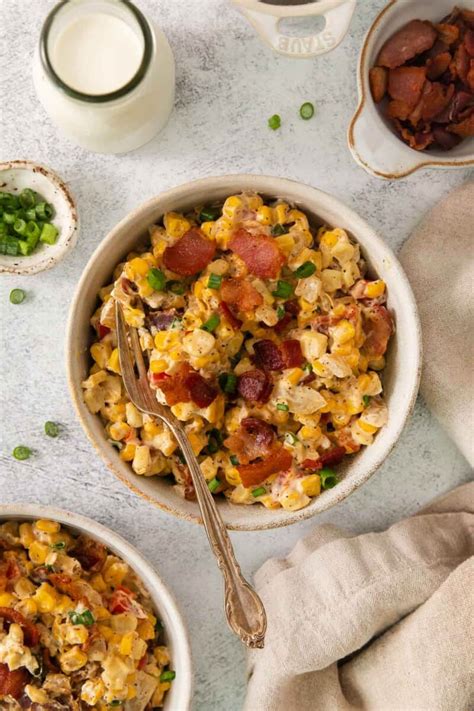 Cream Cheese Confetti Corn (with Bacon!) - Meaningful Eats