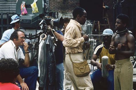 Behind the scenes image of Lou Gossett Jr. and Levar Burton shooting ROOTS, Jan. 23, 1977. : r ...