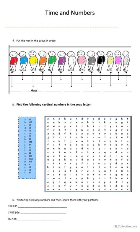 Time and Numbers comprensión lector…: English ESL worksheets pdf & doc