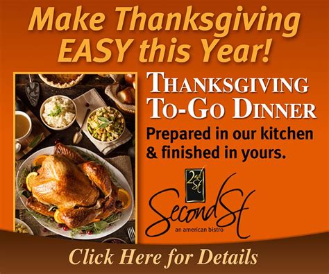 Thanksgiving To Go Dinner | Second St. Restaurant