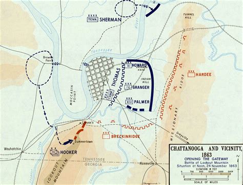 Battle of Lookout Mountain, Chattanooga Campaign, 24 November, 1863, campaign map, zoomable ...