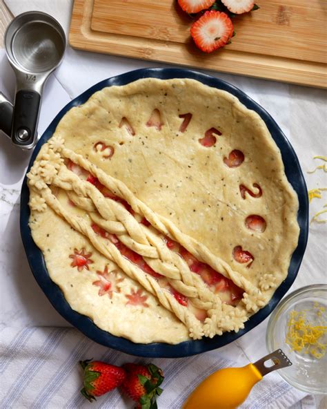 Strawberry Custard Pie with Easy Homemade Basil Pie Crust for Pi Day