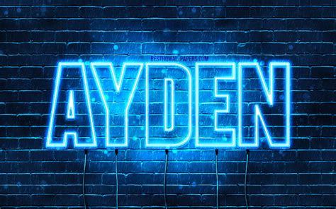 Ayden with names, horizontal text, Ayden name, blue neon lights, with ...