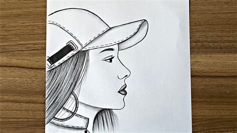 Cómo dibujar una hermosa niña con gorra || Ideas fáciles de dibujo para principiantes || Chica ...