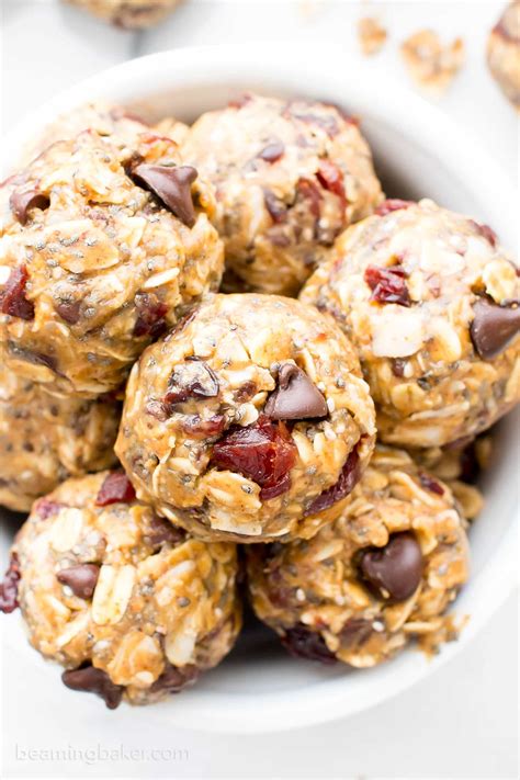 No Bake Cherry Chocolate Chip Chia Energy Bites (Vegan, Gluten Free, Dairy-Free, One Bowl ...