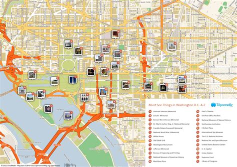 Map of Washington Attractions | Tripomatic | Washington dc tourist map ...