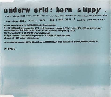 Underworld - Born Slippy (1996, CD) | Discogs