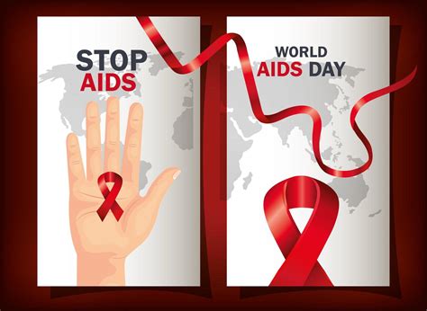 set poster of world aids day with ribbon 2615822 Vector Art at Vecteezy