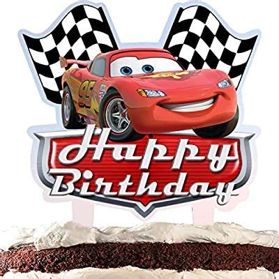 Amazon.com: Race Car 95 Cake Topper Happy Birthday Chequered Flag Racing… | Decoração de festa ...