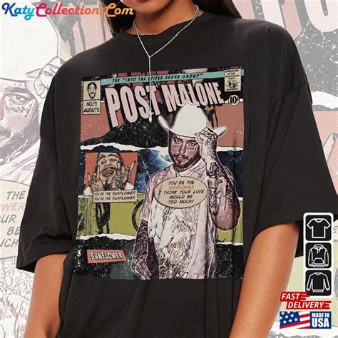 Post Malone Comic Shirt 90S Vintage Merch Book Art Into The Spider Verse Album World Tour Tickey ...