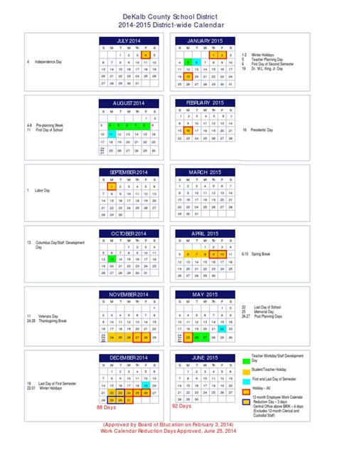 DeKalb County School system district-wide calendar | Academic Term | Federal Government Of The ...